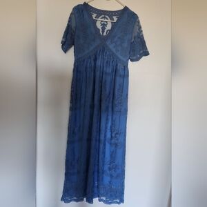 Blue Maternity Lace Dress Size Medium